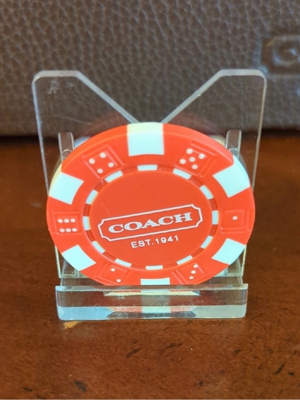 Coach Red and White Collectible Poker Chip